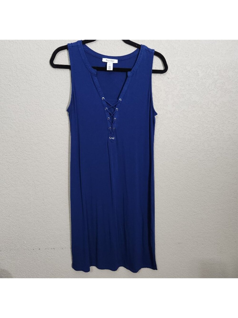 White House Black Market Blue Sleeveless Lace-Up Midi Dress Size M